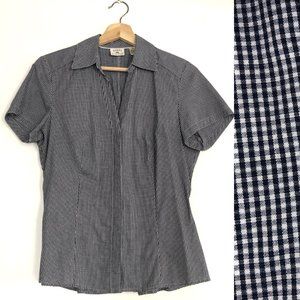 nwot LEE navy gingham short sleeve blouse